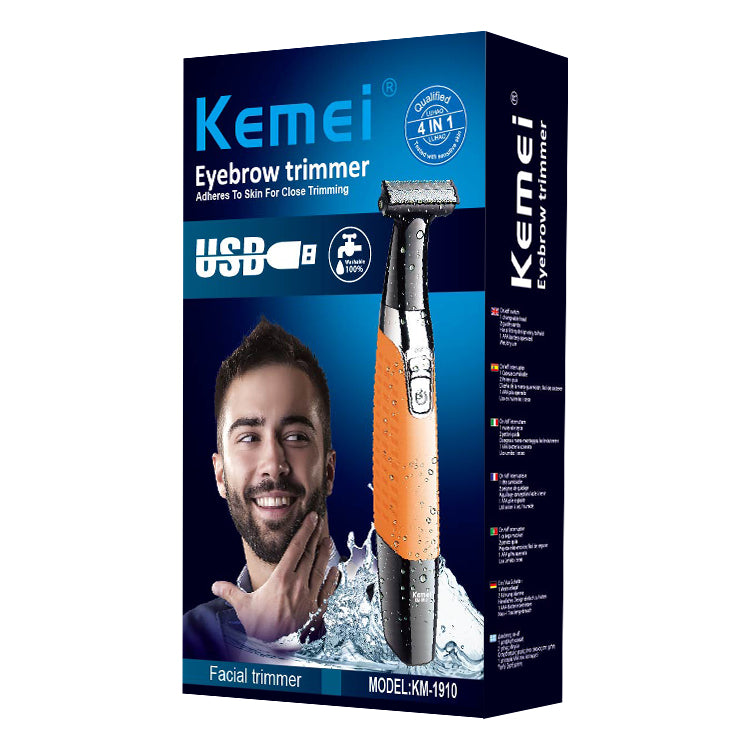 Kemei KM-1910 Electric Rechargeable Body Trimmer – USB Grooming Tool for Men, Face, Underarm & Bikini Use