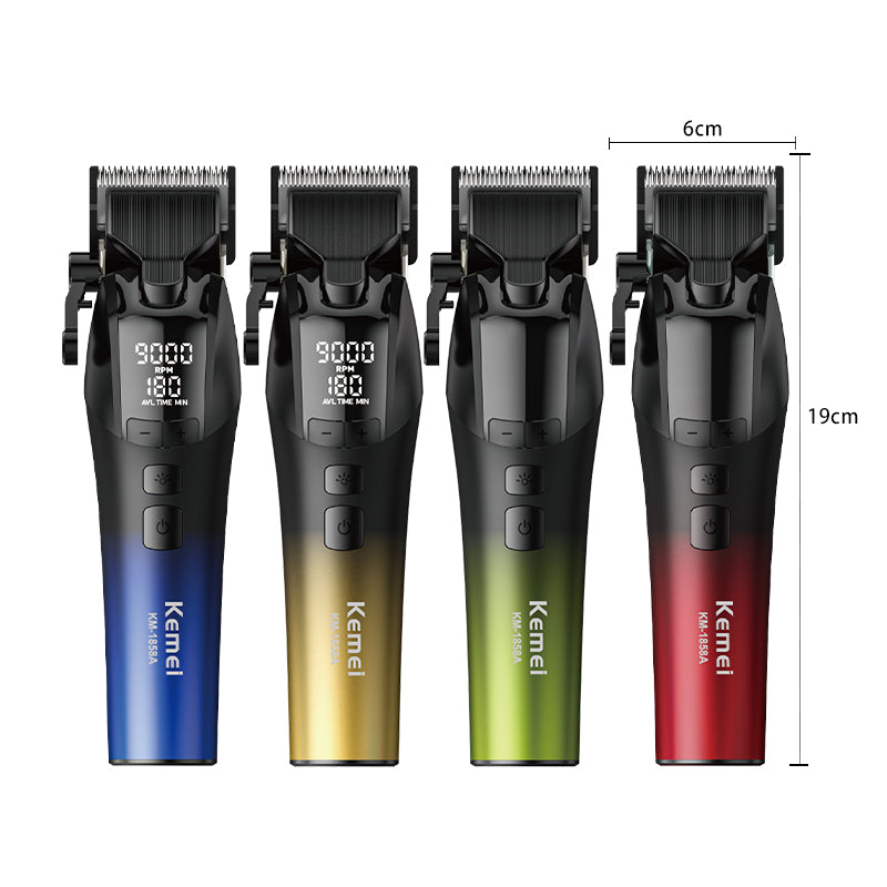 KEMEI KM-1858A Professional Hair Clipper – Cordless, 6500mAh Battery, Adjustable Speeds, Fast Charging