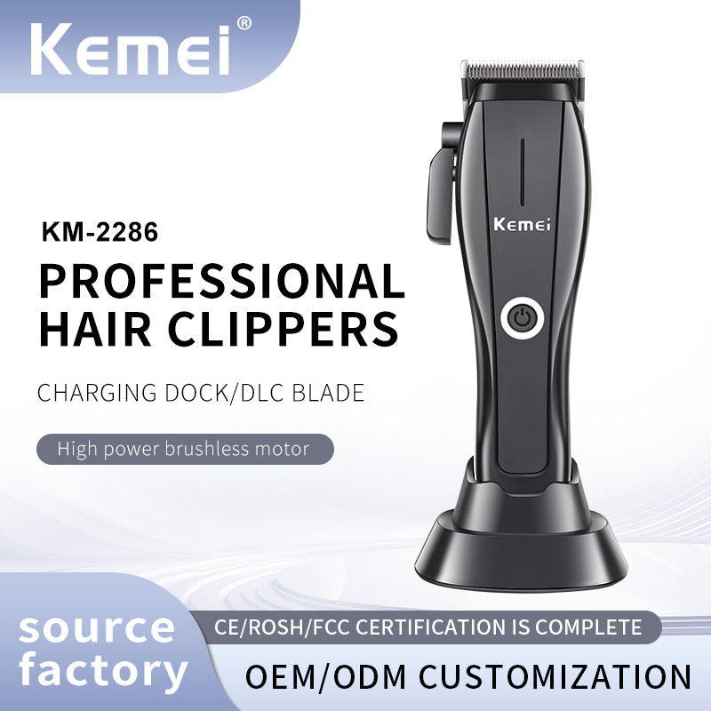 Kemei KM-2286 Professional Hair Clipper – USB Powered, Stainless Steel + DLC Blade, 6W High Power, Private Mold Design