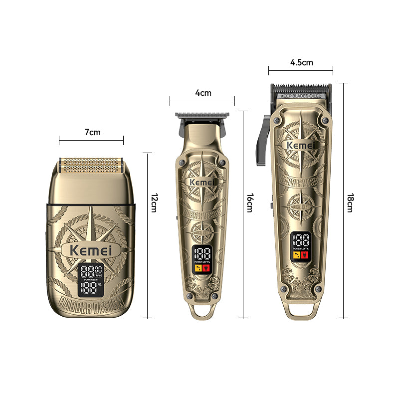 Kemei KM-8558 Professional Hair Clipper Trimmer Set – LCD Display, 7000–8500 RPM, Fast Charging, Adjustable Cutting Lengths