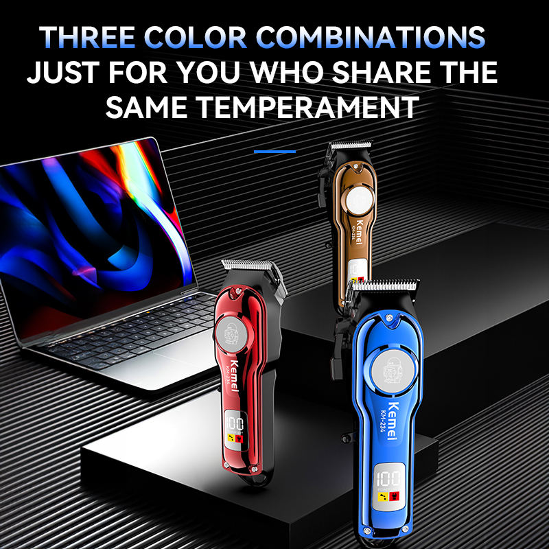 Kemei KM-234 Cordless Electric Hair Clipper – Stainless Steel Blade, LCD Display, Adjustable Cutting Lengths