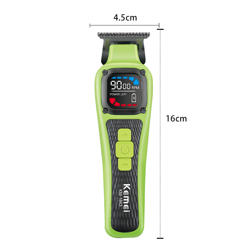 Kemei KM-1863 Professional Hair Clipper & Beard Trimmer with LCD Display – Rechargeable Cordless