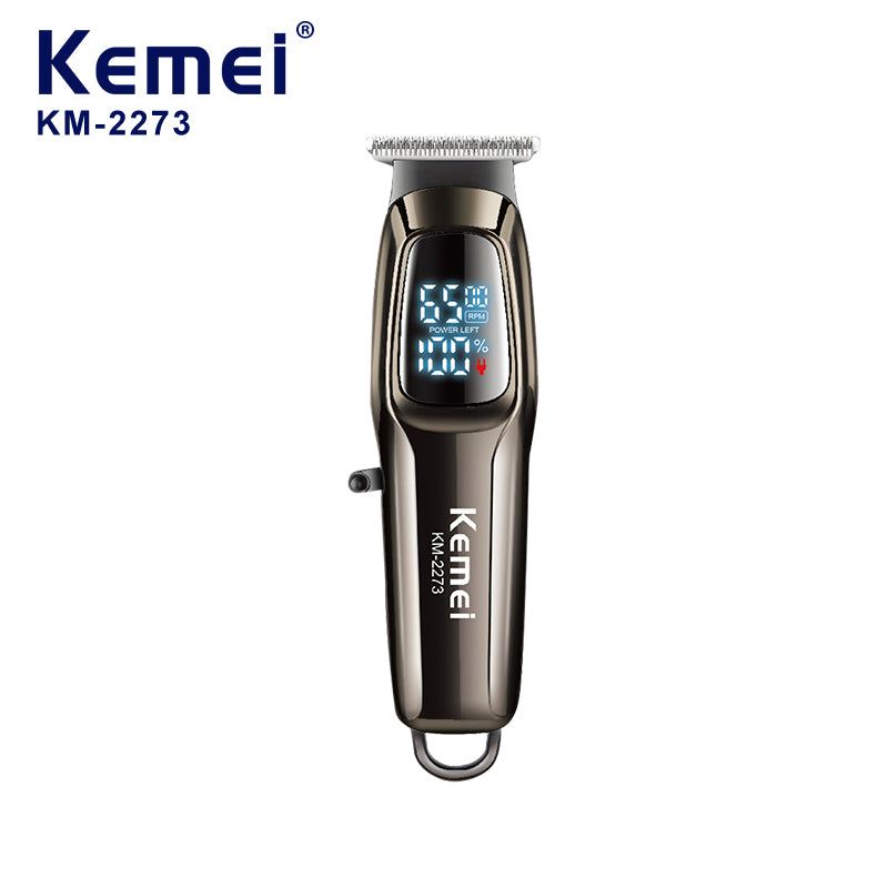Kemei KM-2273 Professional Hair Clipper – LED Display, 7000 RPM Motor, 1800mAh Battery, 270min Runtime, Stainless Steel Blade