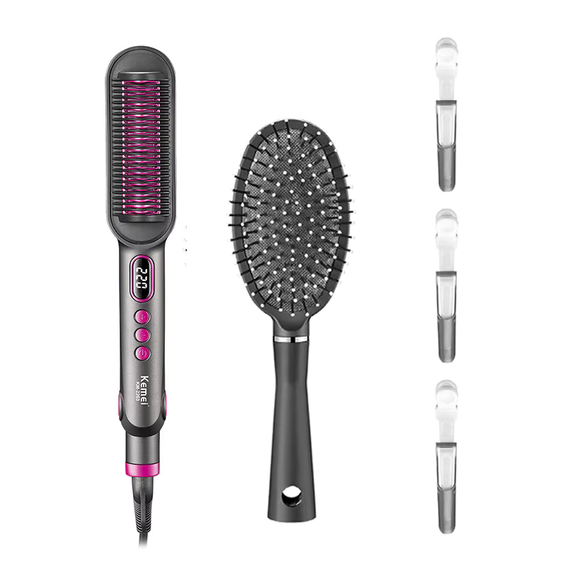 Kemei KM-2263 Professional Hair Curler – 5 Temperature Settings, Ceramic Cone Barrel, Safety Stand – Black