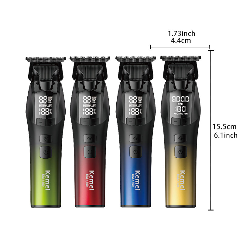 KEMEI KM-1859 Professional Hair Clipper – DLC Blade, 2000mAh Battery, LCD Display, USB/Electric, Adjustable Speeds