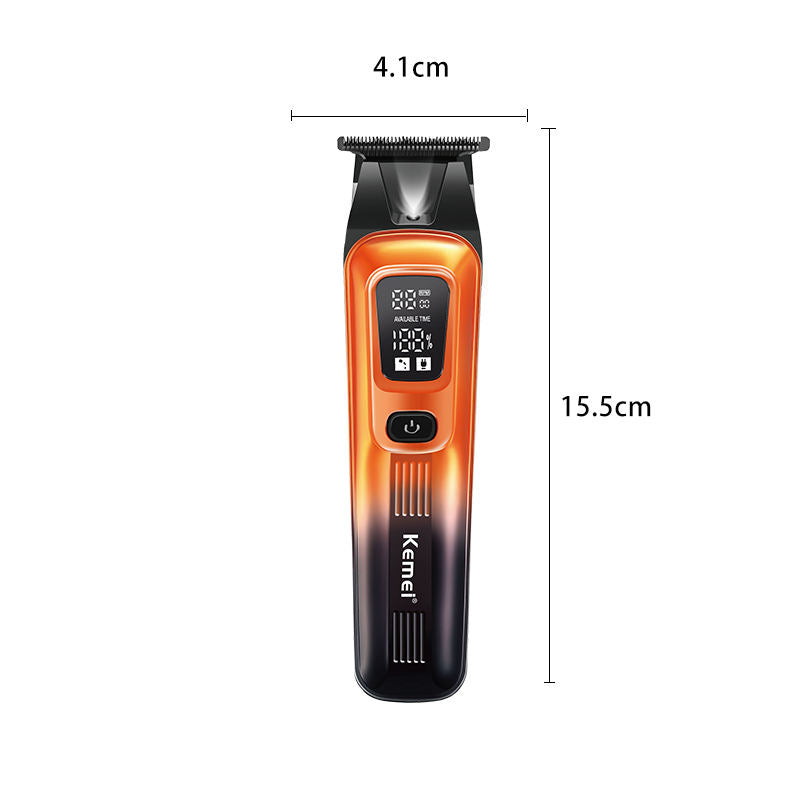 KEMEI KM-037 Professional Hair Clipper – Cordless, Stainless Steel Blade, LED Display, 1200mAh Battery