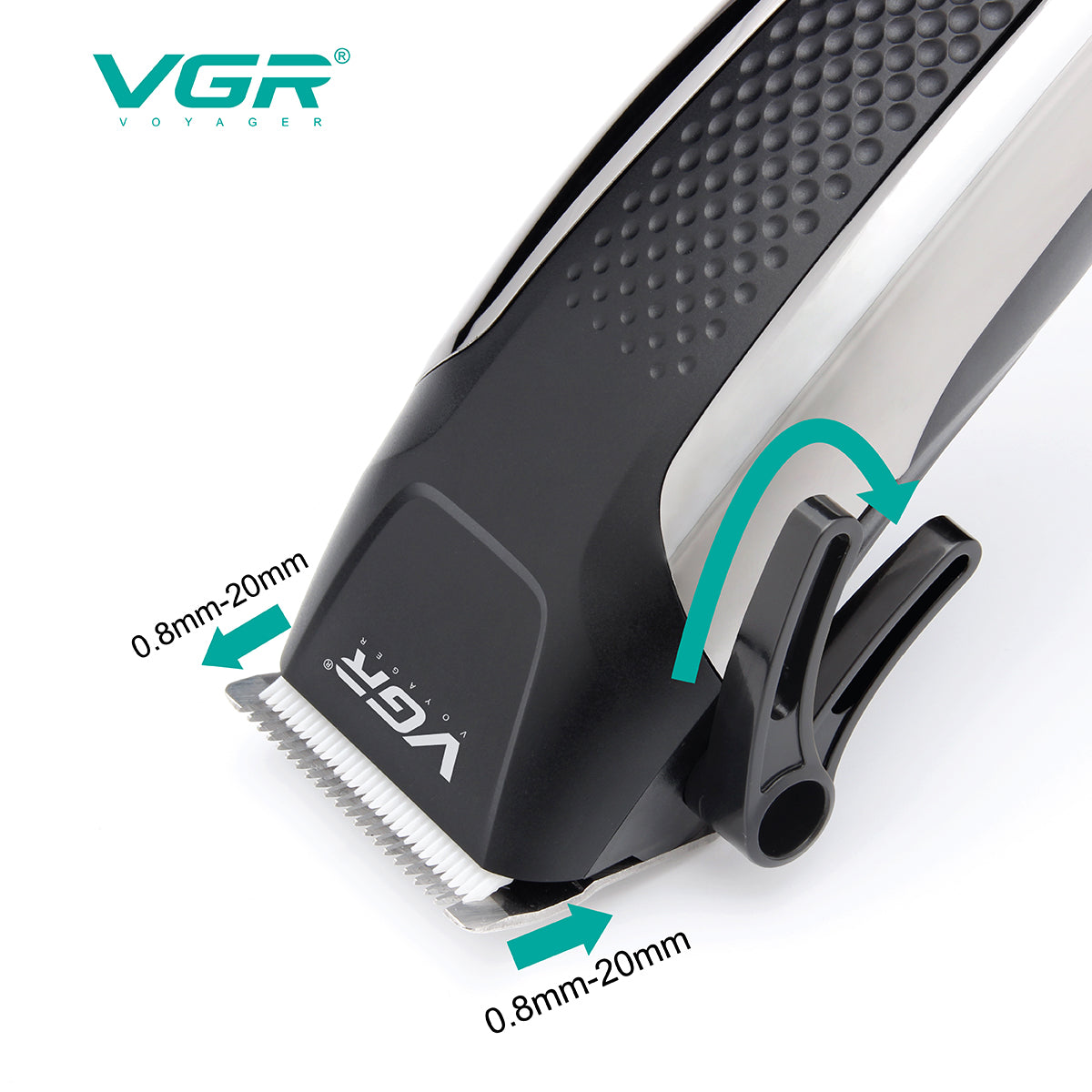 VGR-120 Professional Hair Clipper – Corded Electric Trimmer with 8 Comb Attachments & Adjustable Taper Lever