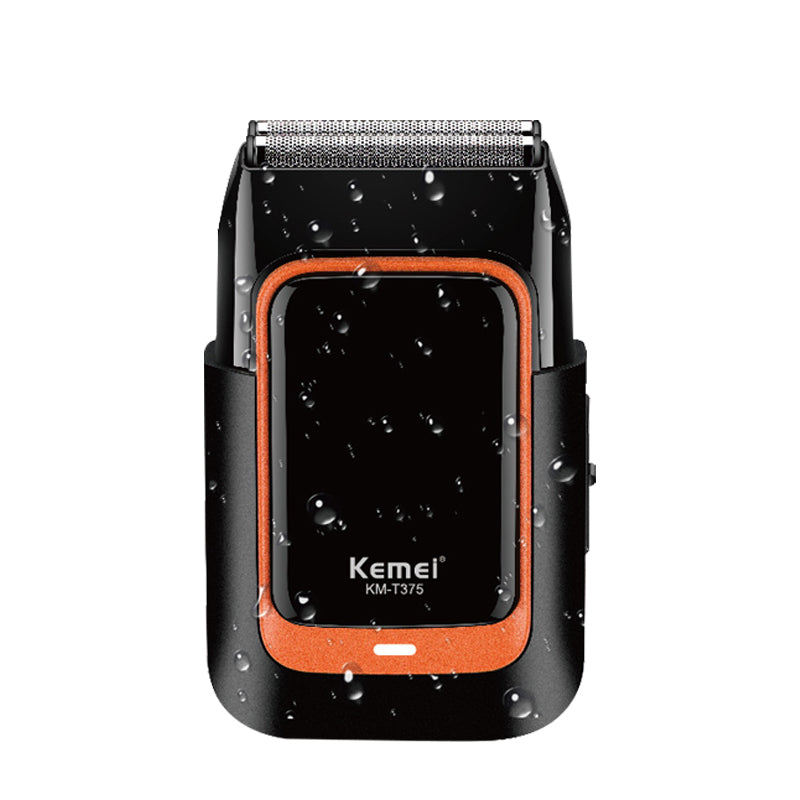 Kemei KM-T375 Foldable Rotary Shaver for Men – Twin Blade, TYPE-C Charging, 600mAh Battery, Metal Body
