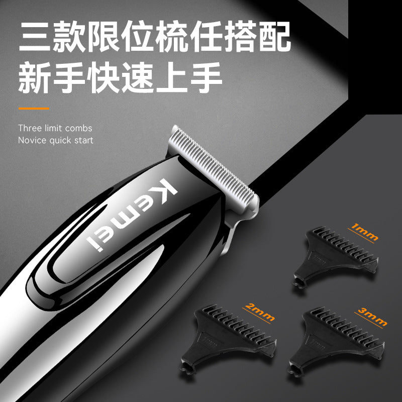 KeMei KM-225 Rechargeable Triple Blade Hair & Beard Trimmer – USB Electric Clipper for Men