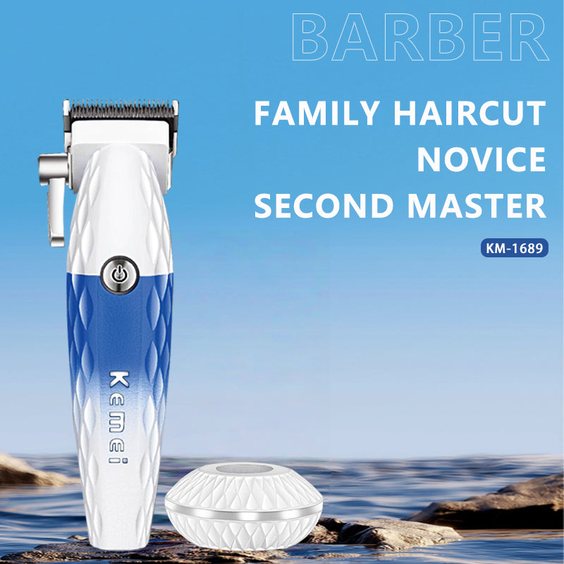 Kemei KM-1689 Professional Hair Clipper – Cordless Electric Hair Trimmer with LCD, Fast Charging, Adjustable Lengths