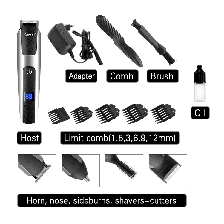 Kemei KM-675 5-in-1 Hair Clipper – Rechargeable Grooming Kit for Men, USB Charging