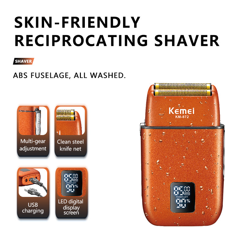 KEMEI KM-872 Rotary Shaver for Men – Twin Blade, 600mAh Battery, Compact Electric Face Razor
