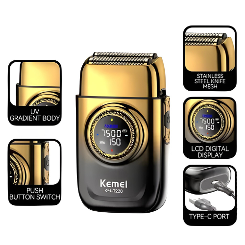 Kemei KM-8557 Professional 3-in-1 Clipper Kit – Cordless Hair Clipper, Detail Trimmer & Shaver with Charging Base