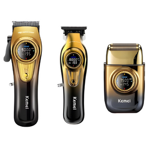 Kemei KM-8557 Professional 3-in-1 Clipper Kit – Cordless Hair Clipper, Detail Trimmer & Shaver with Charging Base