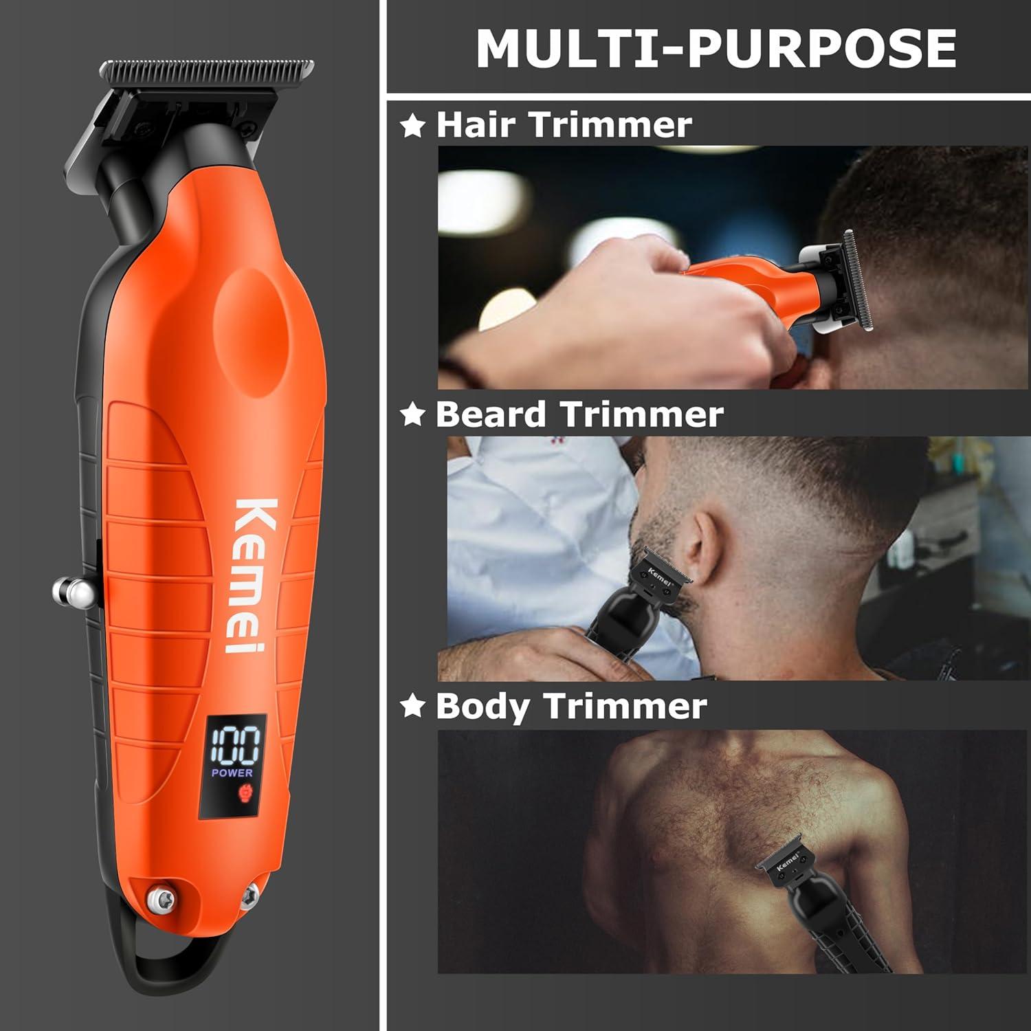 Kemei 2293 Professional Hair Clipper for Men – LED Display, Sharp Metal Blade, USB-C Rechargeable