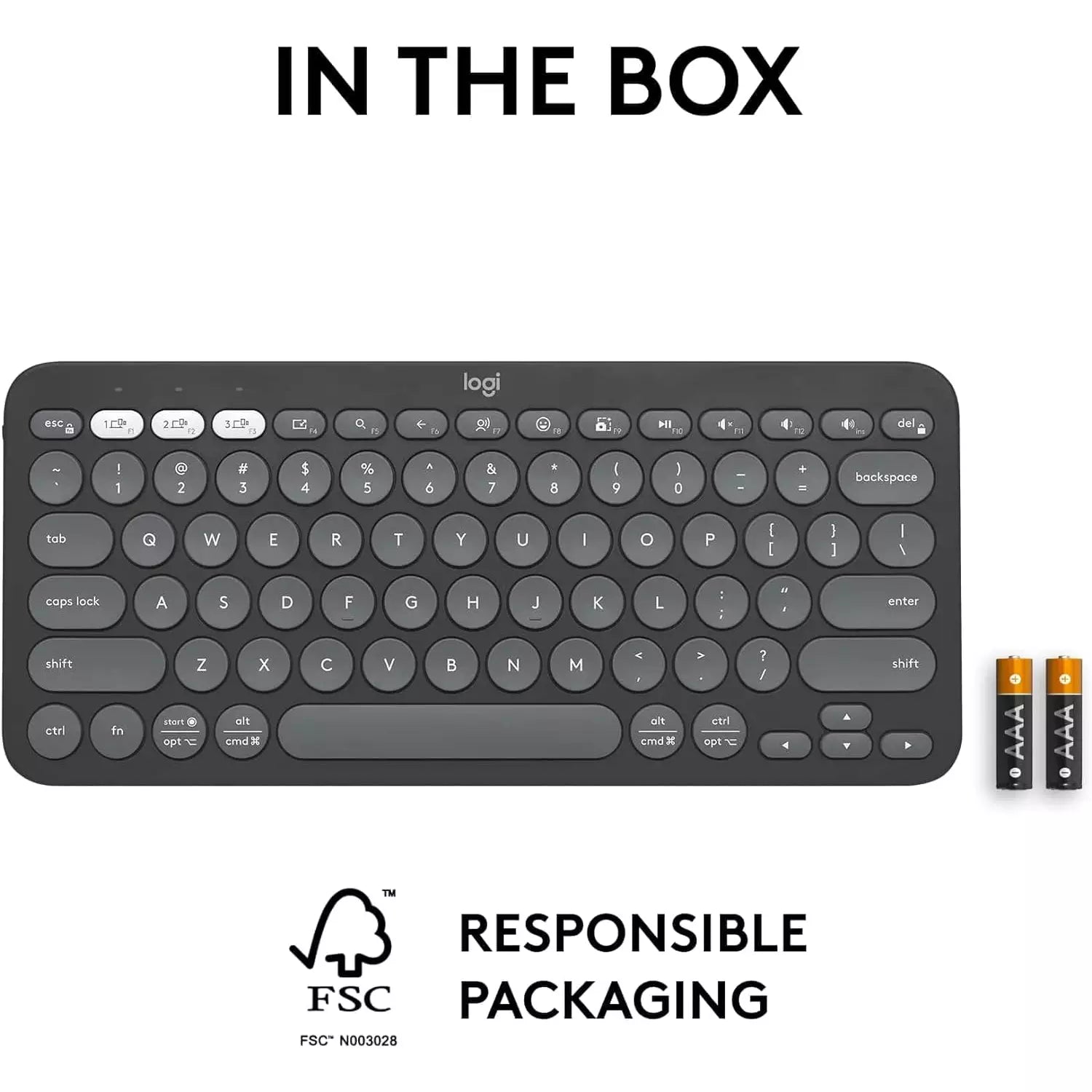 Logitech Pebble Keys 2 K380s Wireless Bluetooth Keyboard – Multi-Device, English/Arabic Layout, Slim & Quiet – Graphite