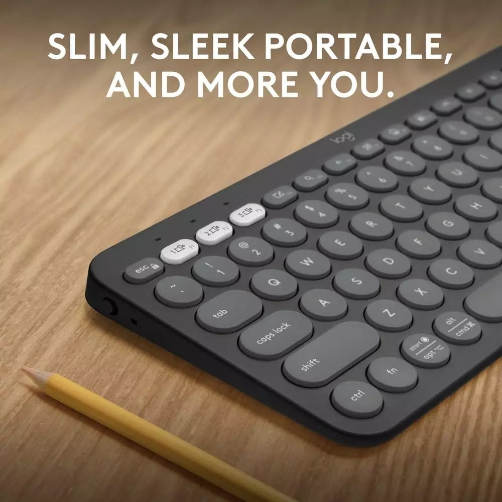 Logitech Pebble Keys 2 K380s Wireless Bluetooth Keyboard – Multi-Device, English/Arabic Layout, Slim & Quiet – Graphite