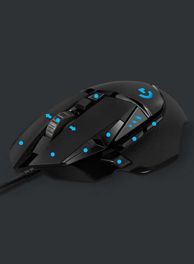 Logitech G502 HERO Wired Gaming Mouse – 25,600 DPI HERO Sensor, RGB Lighting, 11 Programmable Buttons, Adjustable Weights – Black