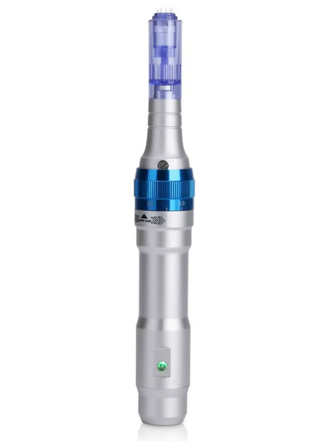 Acne Scars Removal Derma Pen Silver/Blue 10cm