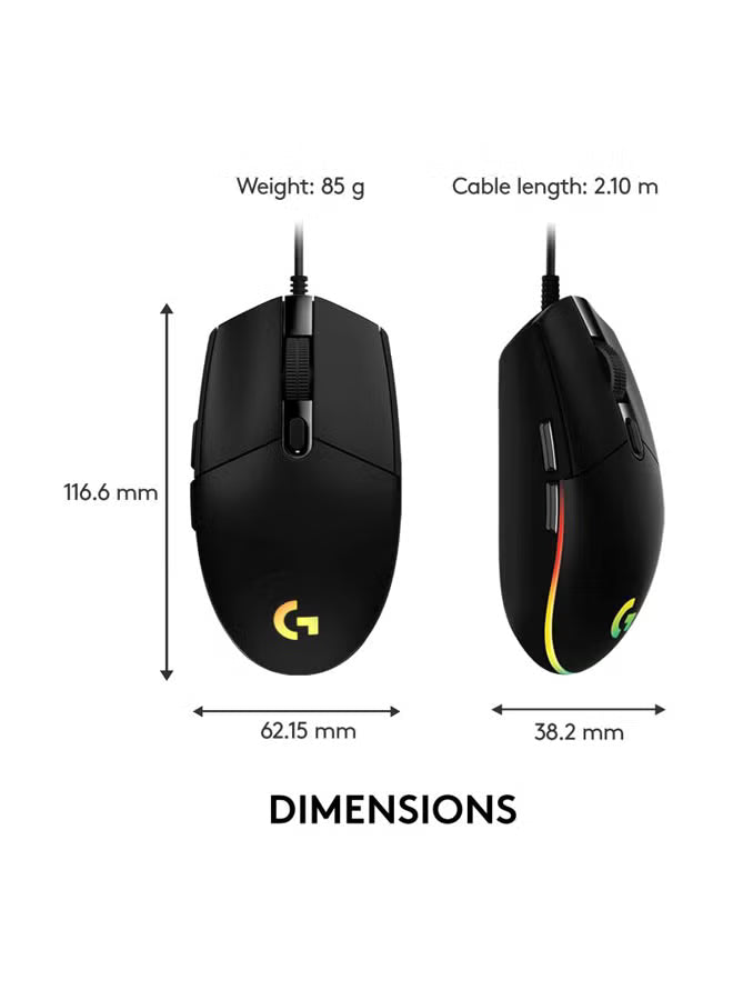 Logitech G102 LIGHTSYNC RGB Wired Gaming Mouse – 6 Buttons, HERO Sensor, 200–8,000 DPI – Black