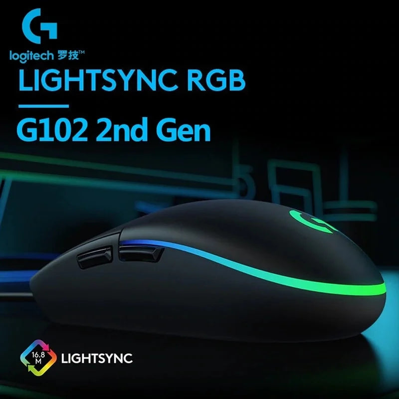 Logitech G102 LIGHTSYNC RGB Wired Gaming Mouse – 6 Buttons, HERO Sensor, 200–8,000 DPI – Black
