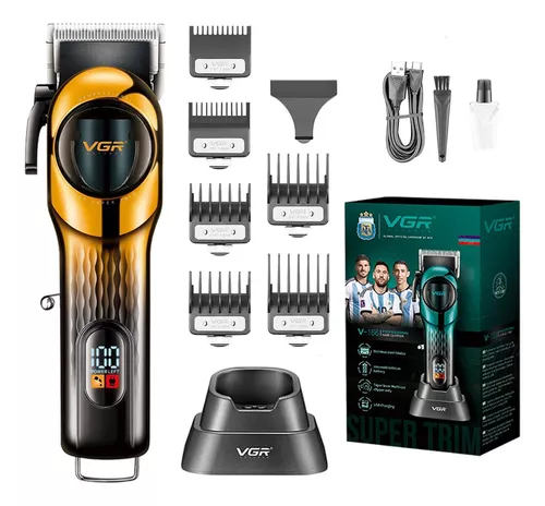 VGR V-166 Professional Hair Clipper – 2000mAh Battery, 200-Min Runtime, Adjustable Blades (0.8–2mm), USB Rechargeable