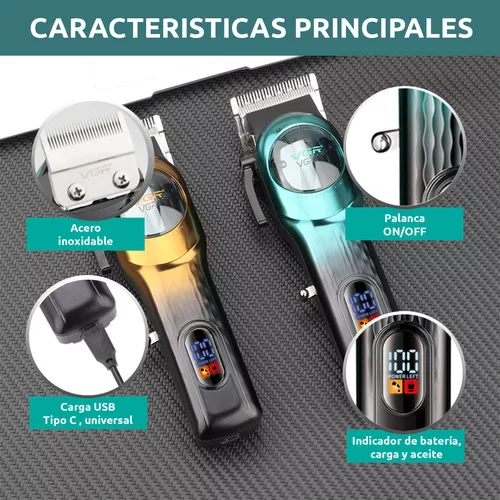 VGR V-166 Professional Hair Clipper – 2000mAh Battery, 200-Min Runtime, Adjustable Blades (0.8–2mm), USB Rechargeable