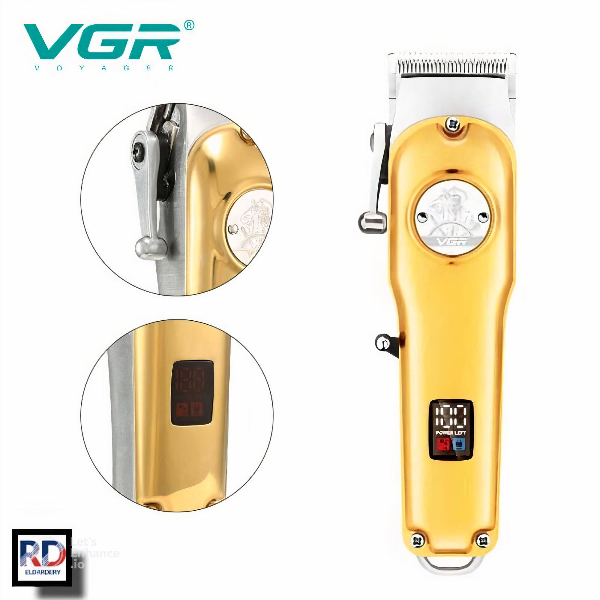 VGR V-181 Professional Rechargeable Electric Shaver for Men – Gold, 200-Min Runtime, LED Display