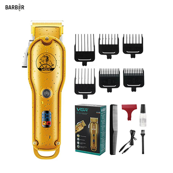 VGR V-650 Professional Hair Clipper with LED Display, Stainless Steel Blades (Gold)