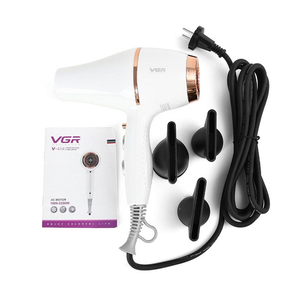 VGR V-414 Professional Hair Dryer – 2200W, Fast Drying, Cool Shot, 3 Heat & 2 Speed Settings