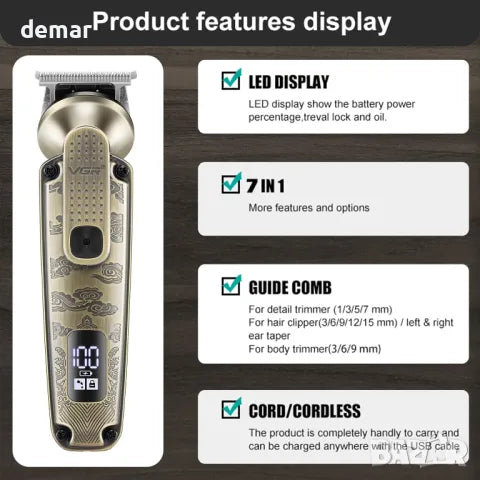VGR 095 Trimmer 6-in-1 Multi-Functional Grooming Kit