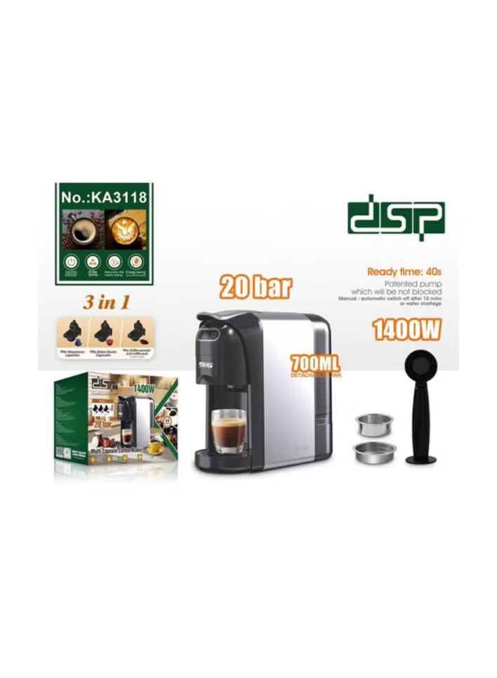 DSP Coffee Machine 1400W Multicolor – KA3118