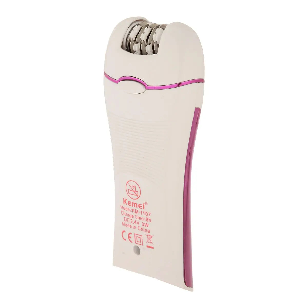 Kemei Hair Removal 1107 – Dual-Powered Ladies’ Shaver with Rechargeable Battery, Pink & White