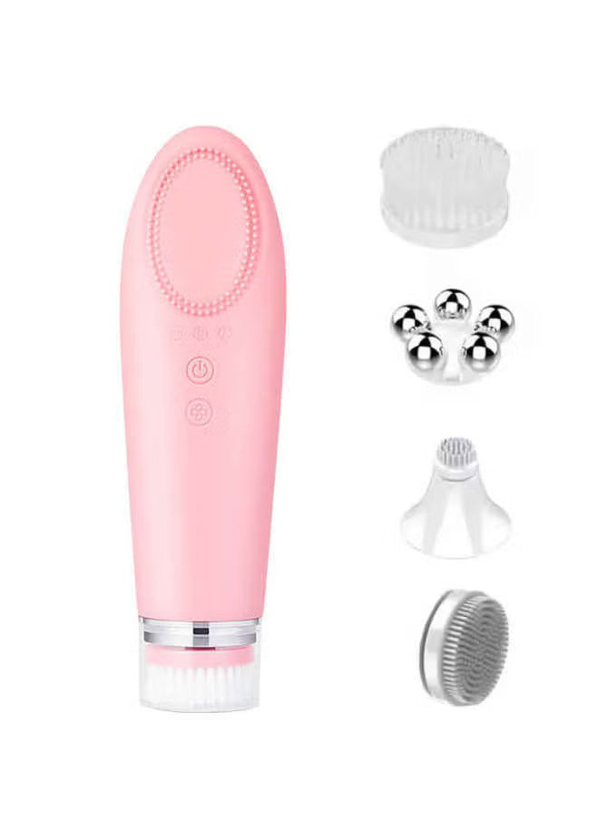 Multi-functional Electric Facial Cleanser | Silicone Brush & Interchangeable Heads for Deep Cleansing & Massage