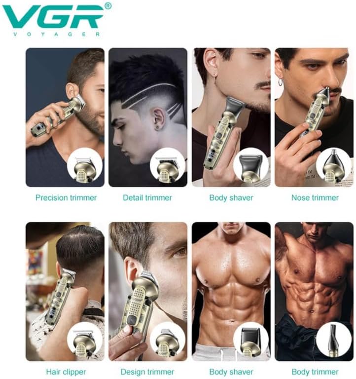 VGR V-103 8-in-1 Multi Grooming Kit – Full Body, Beard, Hair & Private Parts Trimmer | IPX6 Waterproof, 180-Min Runtime, Metal Body
