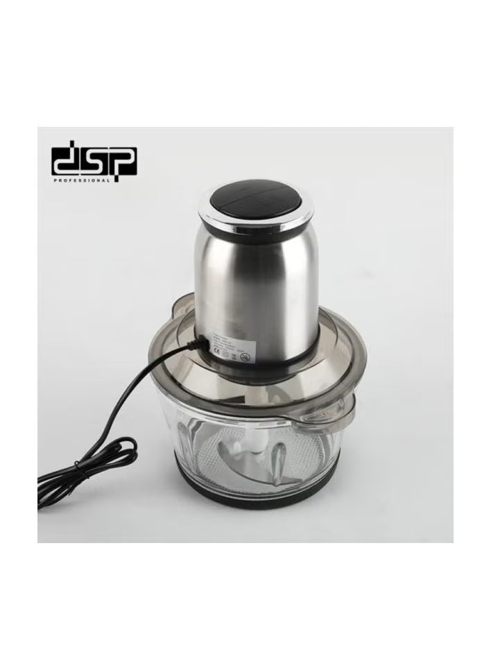 DSP Food Chopper, 250W, 2L Stainless Steel & Glass Bowl – KM4102