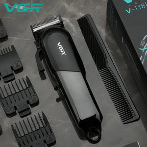VGR V-118 Professional Hair Clipper – Cordless & Corded Rechargeable Trimmer with LED Display, Long Battery, Stainless Steel Blades