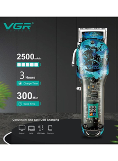VGR V-066 Trimmer 300 min Runtime 4 Length Settings  (Blue, Black)