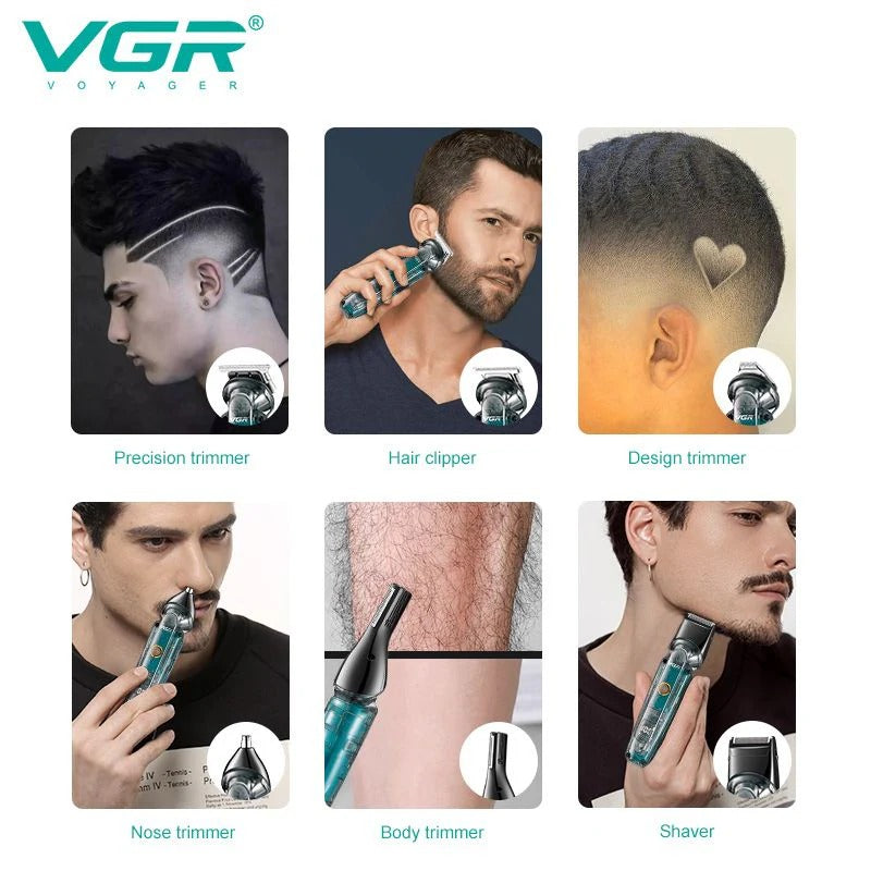 VGR V-102 Professional 3-in-1 Shaving Set – Wired & Wireless, Waterproof, LED Display