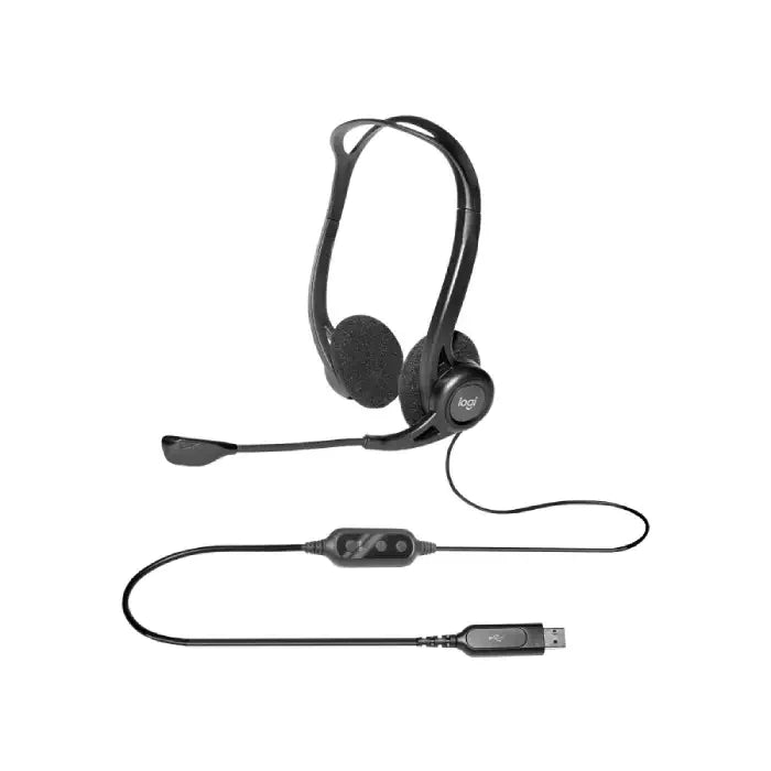 Logitech 960 USB Computer Headset – Wired On-Ear Headphones with Noise-Cancelling Microphone & In-Line Controls
