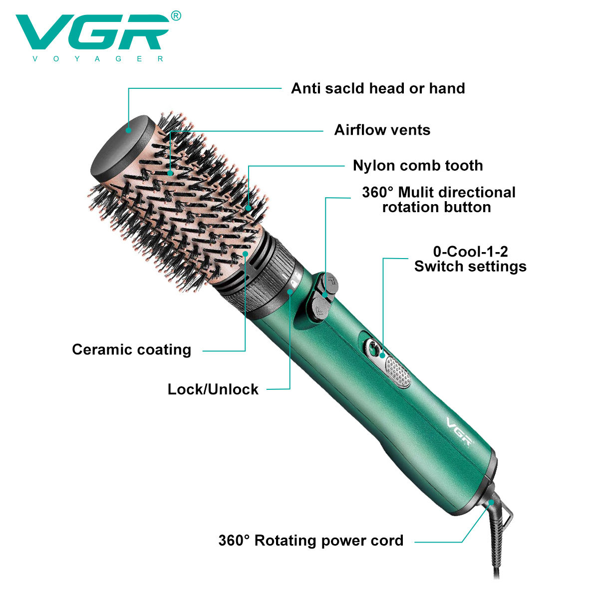 VGR V-498 Professional Ionic Hair Dryer Brush