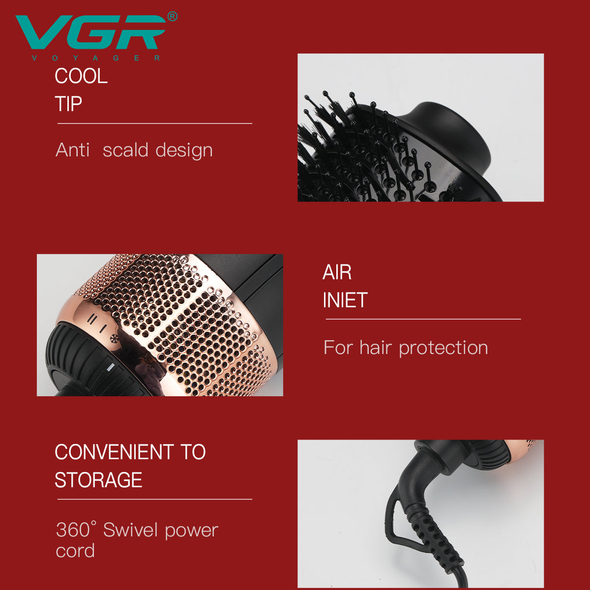 VGR V-492 Professional 2-in-1 Hot Air Brush
