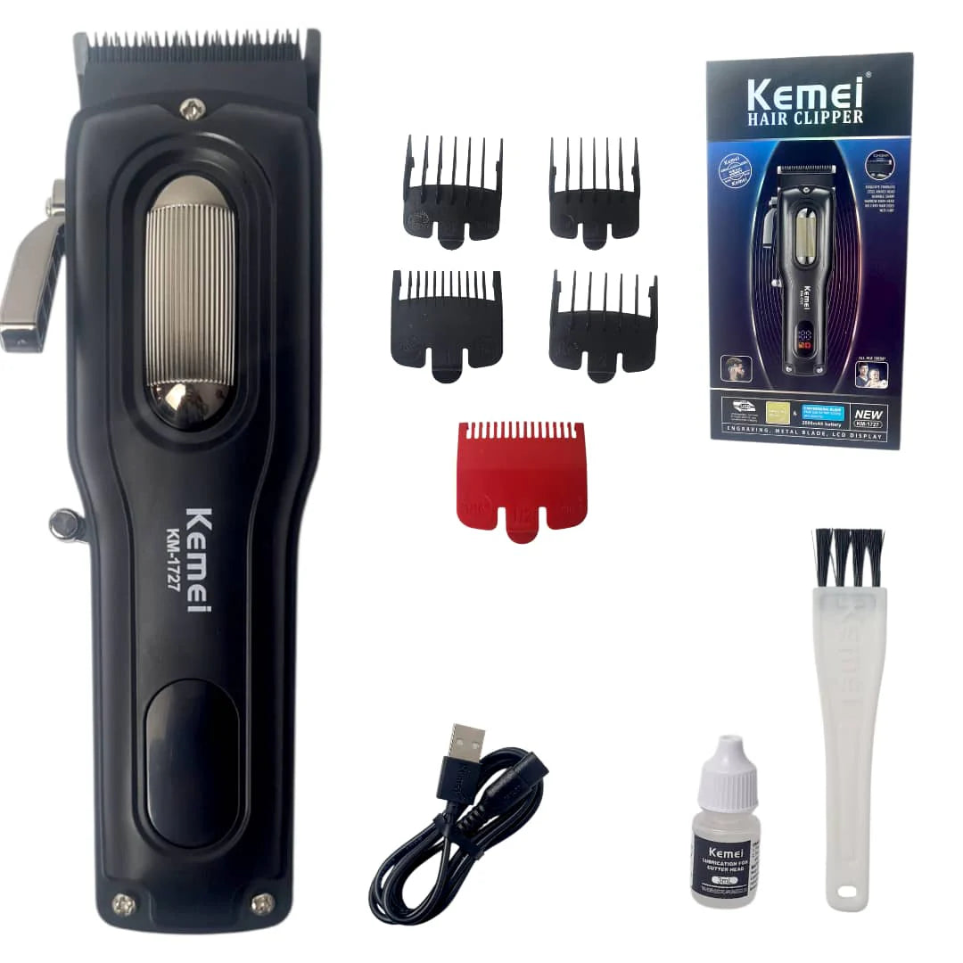 Kemei KM-1727 Rechargeable Hair & Beard Trimmer – Waterproof, Fast Charging, Precision Shaver for Men