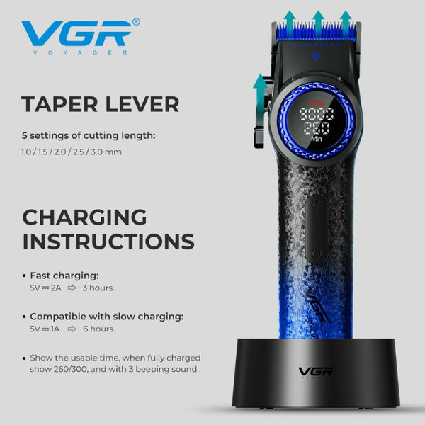 VGR V-001 Pro Professional Hair Clipper – DLC Ceramic Blades