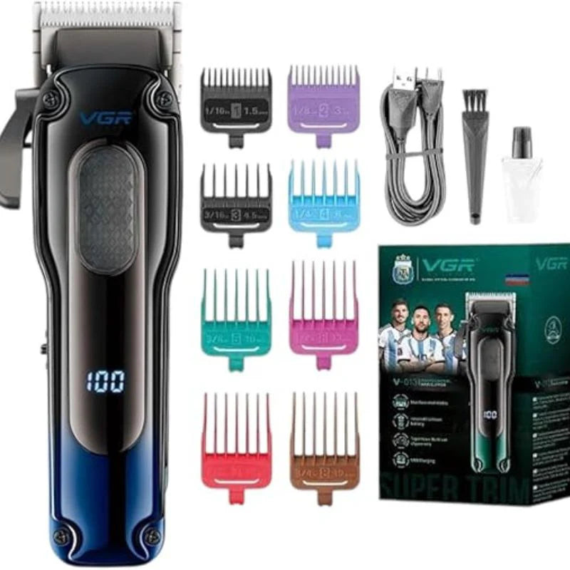 VGR V-013 Professional Hair Clipper – Cordless & Corded, Long Runtime, LED Display