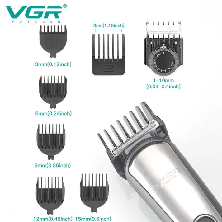VGR V-105 5-in-1 Grooming Kit for Men – Stainless Steel Blades, USB Rechargeable, 60-Min Runtime