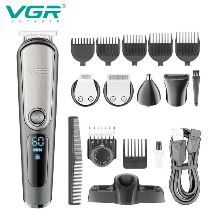 VGR V-105 5-in-1 Grooming Kit for Men – Stainless Steel Blades, USB Rechargeable, 60-Min Runtime