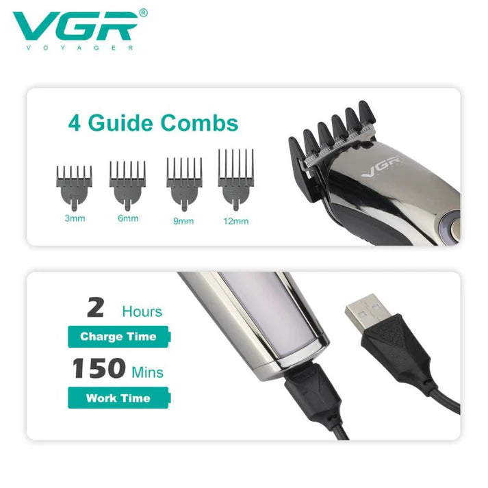 VGR V-107 5-in-1 Men’s Grooming Kit – Rechargeable, 150-Min Runtime, Skin-Friendly Stainless Steel Blades