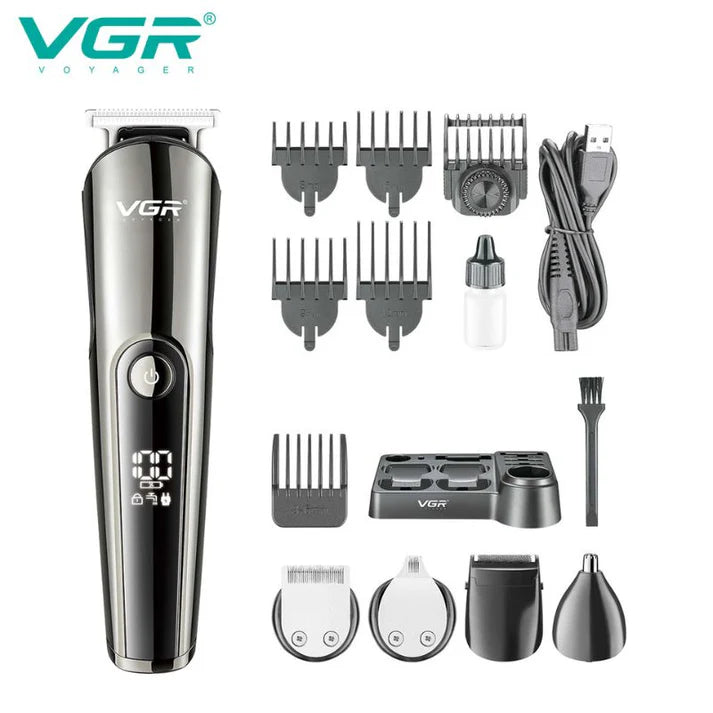 VGR V-107 5-in-1 Men’s Grooming Kit – Rechargeable, 150-Min Runtime, Skin-Friendly Stainless Steel Blades