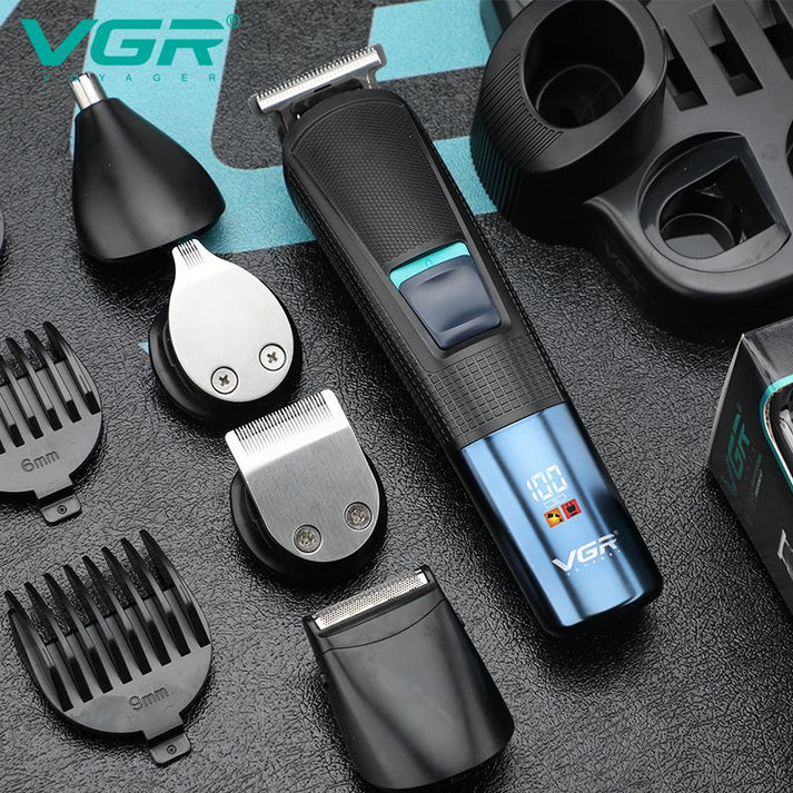 VGR V-108 10-in-1 Professional Men’s Grooming Kit – Corded & Cordless, Stainless Steel Blades, 600mAh Battery